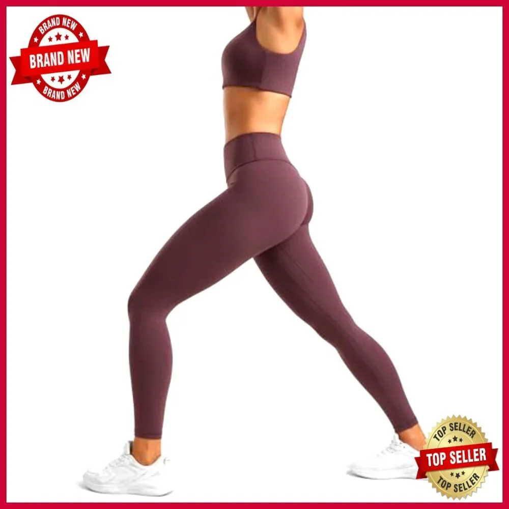 High Waisted No Front Seam Yoga Leggings 25" Tummy Control Workout Pants - Picture 4 of 5